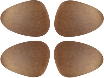 Unique Living placemats Floris lederlook - 4x - 39 x 30 cm - koper - PU leather - tafel onderleggers