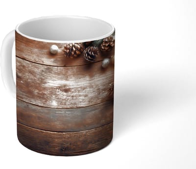 Mok - Koffiemok - Kersthoekdecoratie - Dennenappels - Lichtjes - Mokken - 350 ML - Beker - Koffiemokken - Theemok