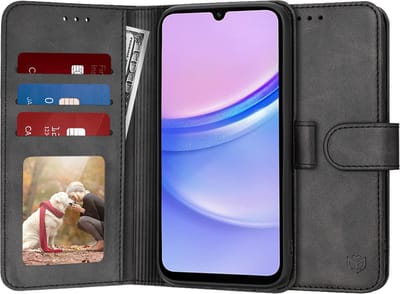 Hoesje geschikt voor Samsung Galaxy A15 4G/5G - Techsuit Diary Book Wallet Case - Zwart