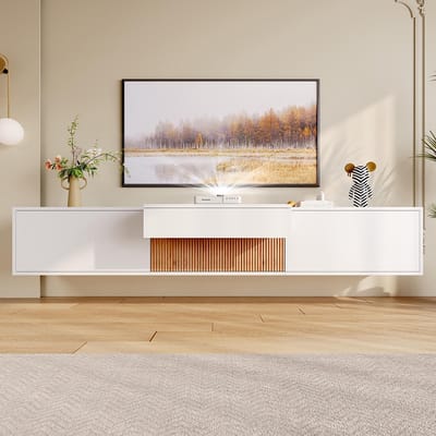 KOMHTOM Moderne tv-meubel, tv-standaard, tv-paneel, lage tv-standaard. Uniek ontwerp, geschikt voor een projector. 180 x 34 x 30 cm (L x B x H)