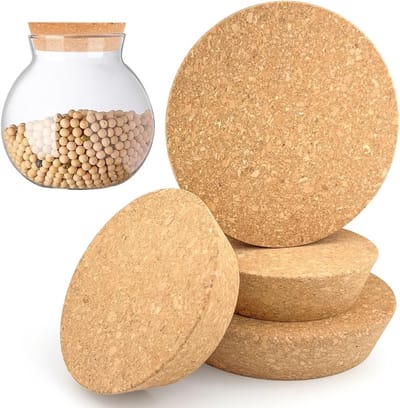 Set van 4 Korken voor Flessen - Houten Conische Stoppen voor DIY Projecten en Keukenaccessoires, Ideaal voor Glazen en Flessen (110 x 90 x 30 mm/140 x 120 x 30 mm)