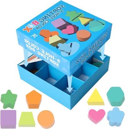 Sorteerspel voor peuters - Vormenpuzzel Hout - Leren en Spelen - 9 Vakken Opslag - 17 x 17 cm - Multicolor