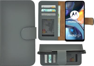 MoDo hoesje Geschikt voor Motorola Moto G22 - Leer Book Case - Grijs