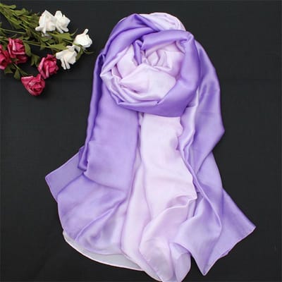 Écharpe Longue en Soie Dégradée d'Été Pour Femmes/Dames Châles et Étole Mode Foulard Soie 190*110Cm One Size white