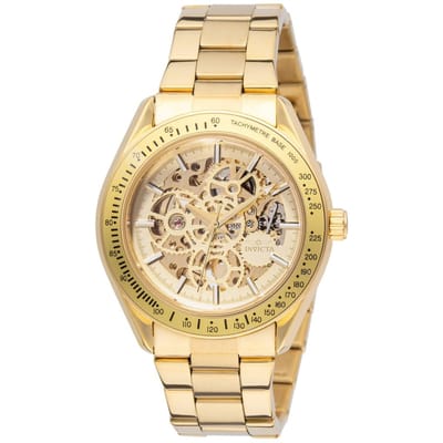 Invicta Objet D Art 49501 Heren Horloge - Automatisch Uurwerk - Roestvrij Staal met gouden Wijzerplaat - 47mm
