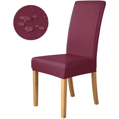 1 /2 /4 /6 Stuks Pu Waterdichte Stoelhoezen Effen Kleur Stoelhoes Spandex Stretch Keukenstoelbeschermhoezen Voor Woonkamer 1-Pcs
