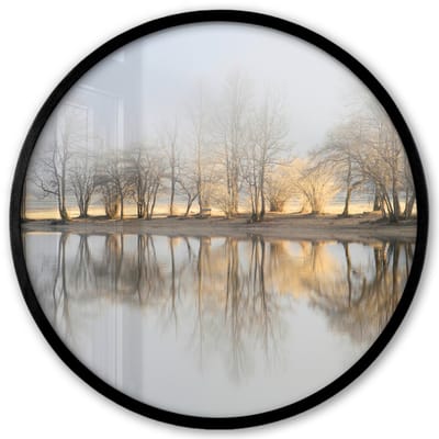 Poster in lijst Rond - Fotolijst 40x40 cm - Posters - Water - Bomen - Natuur - Landschap - Ronde posterlijst zwart - Decoratie - Wanddecoratie woonkamer - Muurdecoratie slaapkamer
