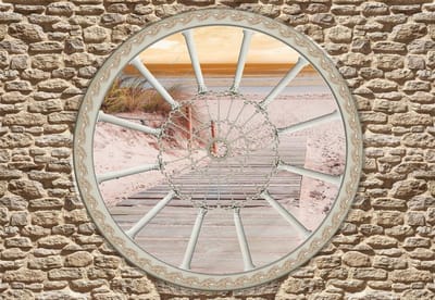 Fotobehang Stone Wall Showing Beach | XL - 208cm x 146cm | 130g/m2 Vlies