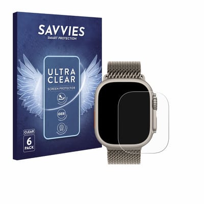 Savvies - Screenprotector voor Apple Watch Ultra / Ultra 2 / Ultra 3 (49 mm) - Folie Beschermfolie transparant 6 Stuks