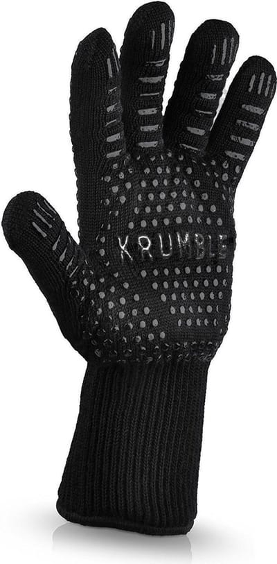 Hittebestendige BBQ & Oven Handschoen Anti-Slip – Dubbel Gevoerd – Extra Lang voor Armbescherming – Enkele Handschoen (1 stuk, maat L)