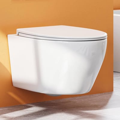 Wandtoilet keramiek met softclose, spoelrandloos en superspin spoeling, wit met nano-coating
