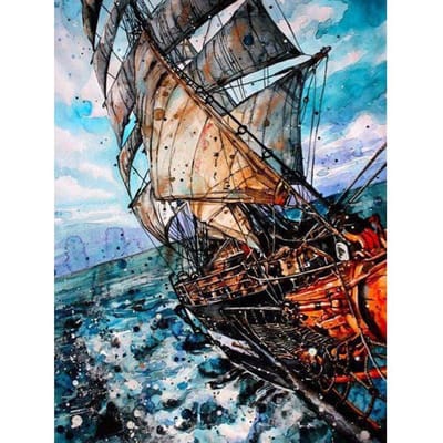 5D DIY Diamond schilderij kruissteek zeilboot diamant borduurwerk landschap foto van strass 20X30CM