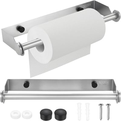 SnelShoppen - Roestvrijstalen Keukenrolhouder Wandmontage - Keukenpapier Rolhouder - Wandgemonteerde Papieren Handdoekhouders voor Keuken, Badkamer, W