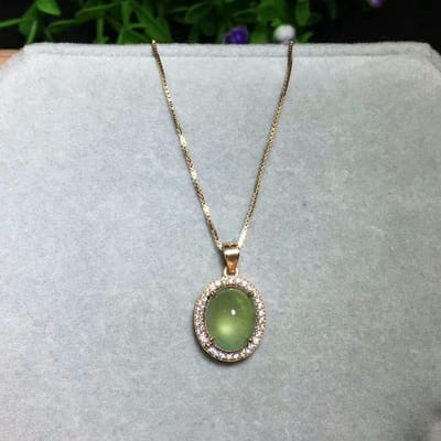 Collier pendentif designer original nouveau incrusté de préhnite naturelle mode exquis élégant charme bijoux pour dames white
