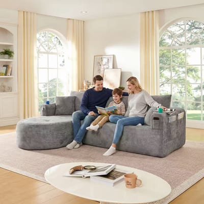 Hoekbank L-Vorm - Cloud Sofa 3-Zits Grijs - Met Bekerhouders En Opbergvakken