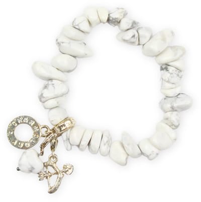 Split armband Howliet wit met bedels
