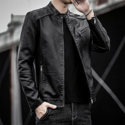 Herfst en Winter Heren Casual Leren Jas Heren Locomotief Jas Koreaanse Versie Slim-fit Jonge Mannen PU Leren Jas Dunne Fluweel 7XL zwart
