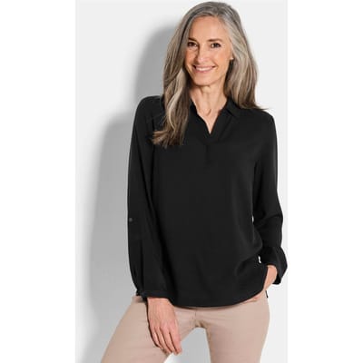 Overslagblouse van zuivere viscose - zwart - Gr. 19 van Goldner Fashion