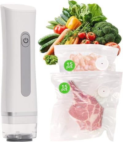 Compacte Handmatige Voedsel Vacumeermachine met 30 Vacuümzakken - Draagbare Mini Vacumeerder voor Eten