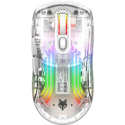 XYH20 Muis BT5.0 2.4G Draadloze muis 3-modus 2.4G Draadloos BT5.0 & USB Bedraad Transparant RGB wit
