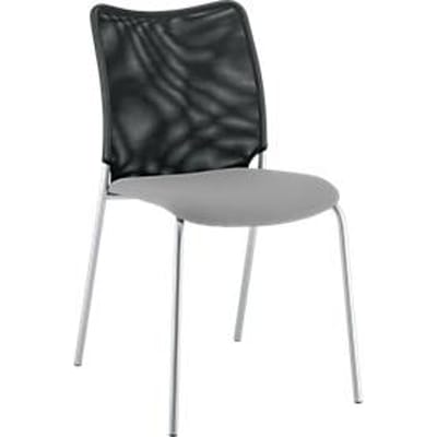 Vergaderstoel Sun, zonder armleuningen, aluminium, zilver frame, grijs