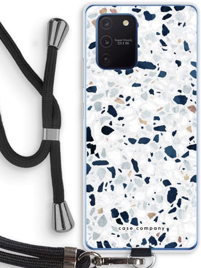 Case Company® - Hoesje met koord geschikt voor Samsung Galaxy Note 10 Lite hoesje met Koord - Terrazzo N°1 - Telefoonhoesje met Zwart Koord - Bescherming aan alle Kanten en Over de Schermrand