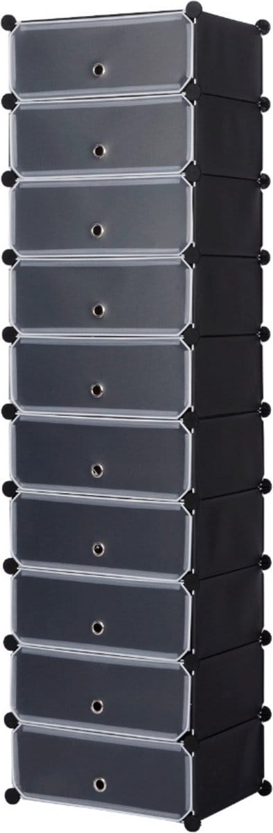 Happyment Sneakerbox Deluxe - Zwart - 10 stuks - Schoenenbox - Schoenenrek - Opbergbox - Schoenendoos - Opbergsysteem