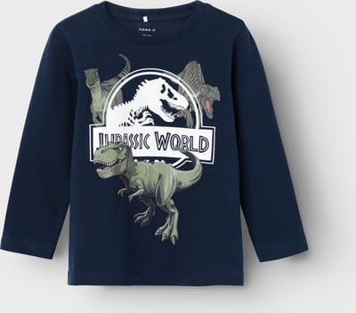 NAME IT NMMNIJAL JURASSIC LS TOP NOOS SKY Jongens T-Shirt - Dark Sapphire - Maat 104