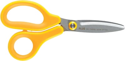 Plus FitCut Curve KIDS schaar voor linkshandigen, fluorine bladen, 14,5 cm, geel, op blister