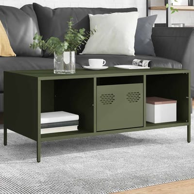 vidaXL - Salontafel - 101,5x50x43,5 - cm - koudgewalst - staal - olijfgroen