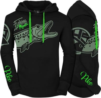 Hotspot Design Hoodie - Fishing Mania Pike - Black - Maat L