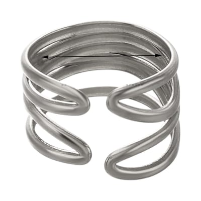 Aramat Jewels | Ringen | Brede One Size Ring RVS met Modern Lijnenspel (14 mm) | Zilverkleur | |14mm | Staal | Volwassenen | Verkleurd niet