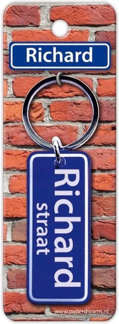 Paper Dreams Sleutelhanger Straatnaam Richard 9 Cm Staal Blauw