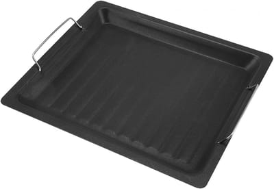 Grill Pan - Koekenpan Barbecue - Buiten Koken - Roestvrij Staal - 30x25cm - Zwart