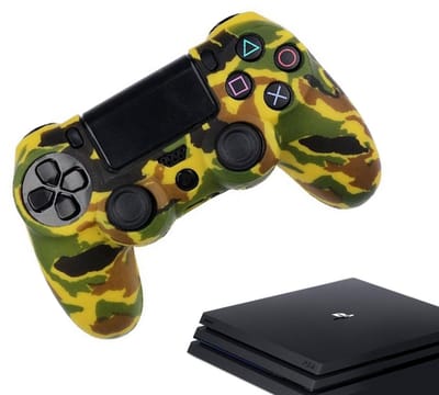Gadgetpoint - Hoesjes & Skins voor PS4, PlayStation 4 - Performance Gaming Case - Soft Grip Covers - Anti-Slip Controller Accessoires - Camo - Geel