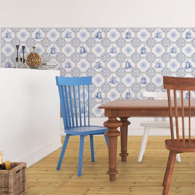Tegelstickers voor de muur in keuken en badkamer - 60 Delftse cementtegelstickers - 60 stickers 20x20cm