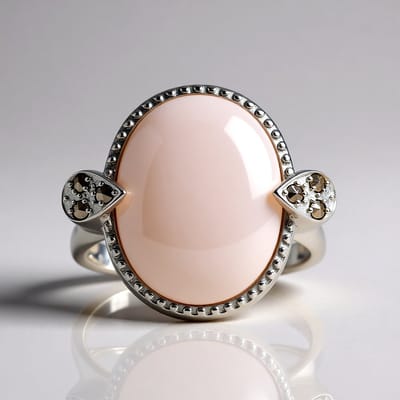 Cavill - Zilveren Ring 925 Sterling met Ovaal Parelmoer 16x12 mm en 0,072 Ct Marcasiet - Elegante Damesring met Fonkelende Steentjes