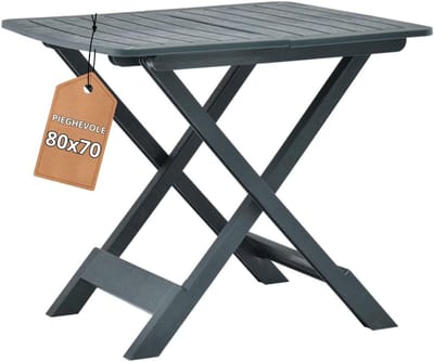Inklapbare tuintafel - Kunststof tafel - Buiten zitten - Houtlook design - 79 x 72 cm - Groen