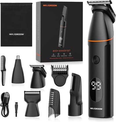 4-in-1 Bodygroomer Mannen - Body Trimmer Heren - Nat & Droog Trimmen - Draadloze Baardtrimmer - Waterdicht Scheerapparaat Geschikt voor Lichaam / Baard / Intieme Delen – Trimmer Schaamstreek - Multigroomer Tondeuse