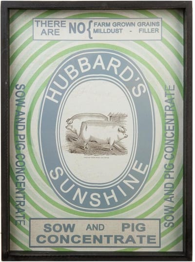 Clayre & Eef Tekstbord 63745 42*3*58 cm Meerkleurig Hout Rechthoek Varkens Muurdecoratie Wanddecoratie