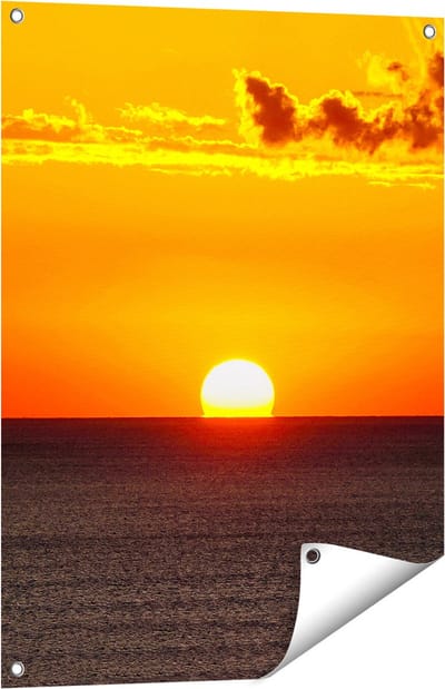 Gards Tuinposter Oranje Zonsondergang in de Oceaan - 60x80 cm - Tuindoek - Tuindecoratie - Wanddecoratie buiten - Tuinschilderij