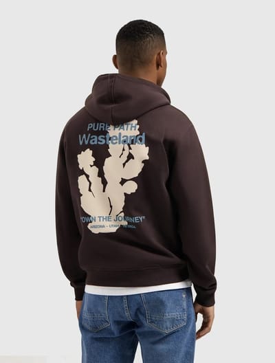 PURE PATH Loose Fit Hoodie Ls Sweaters Truien & Vesten Heren - Sweater - Hoodie - Vest- Bruin - Maat M