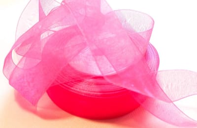 lint van organza, 25 mm, breedte 2,5 cm, lint, cadeaulint, decoratielint voor bruiloft, Kerstmis, neonroze, 45 m