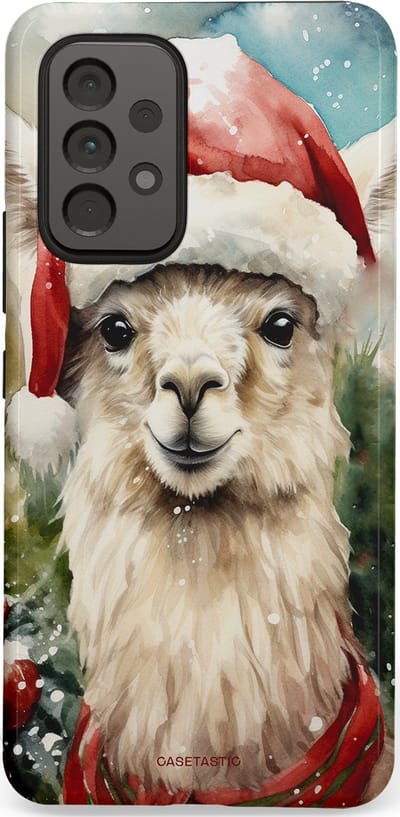 Casetastic hoesje geschikt voor Samsung Galaxy A53 (2022) 5G - Dubbellaagse bescherming - Kerst Lama - Fashion Case - Taupe Lichtgrijs Donkergrijs Saliegroen