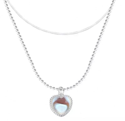 Ketting-Hart-Multi kleur-Zilverplating-2Layer - Charme Bijoux