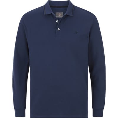 Jan Vanderstorm herren Poloshirt Met Lange Mouwen - 52/54 - koningsblauw - Plus Size