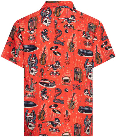 King Kerosin Rock-'n-roll Hawaiian Shirt Heren Shirt met korte mouwen - rood - XXL