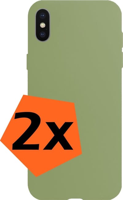 Hoes - 2 Stuks - Geschikt voor Apple iPhone X - Sterk & Shockproof - Case Siliconen - Back Cover - Telefoon Hoes - Groen