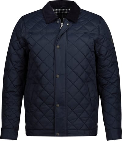JP 1880 - Heren - Doorgestikt jack corduroy kraag rits - Navy blauw - Maat L