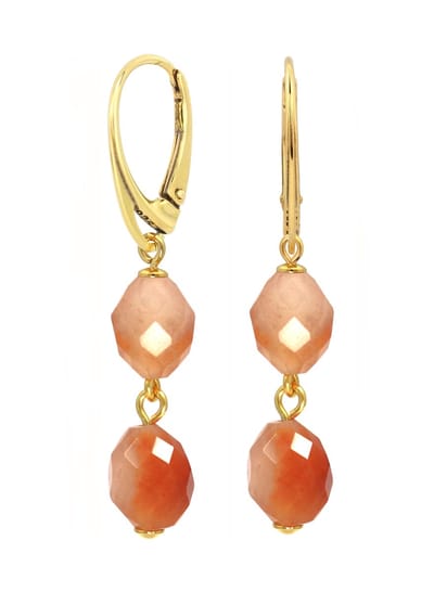 ARLIZI 2431 Oorbellen perzik-beige jade kralen hanger - verguld - 4,5 cm